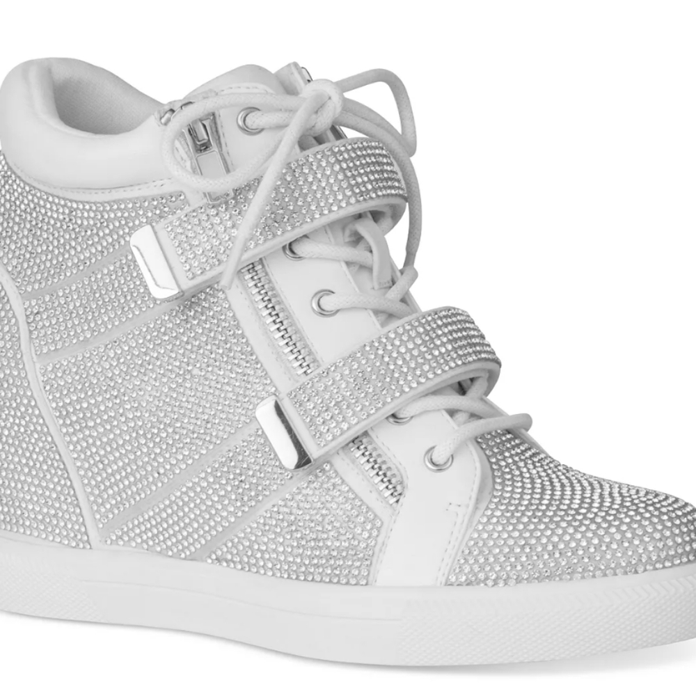 Silver Sparkly Wedge Sneakers